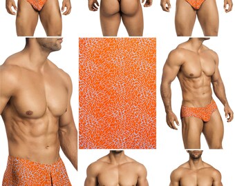 Orange Spiderweb Swimsuits in 7 Styles for Men by Vuthy Sim - 431