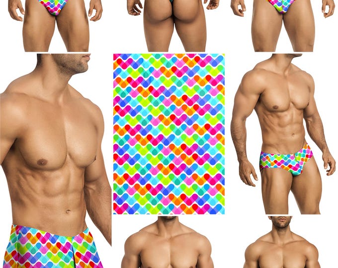Color Wave Swimsuits in 7 Styles for Men by Vuthy Sim - 464