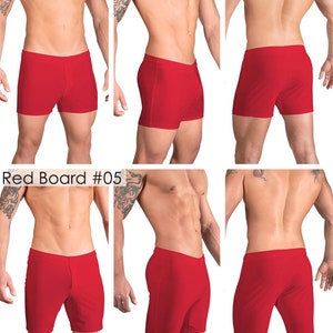 Solid Red Swimsuits for Men by Vuthy Sim in Thong, Bikini, Brief, Squarecut, Boxer or Board Shorts 05 image 5