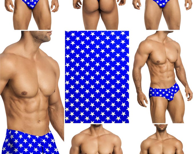 White Medium Stars on Navy in 7 Styles for Men by Vuthy Sim - 440