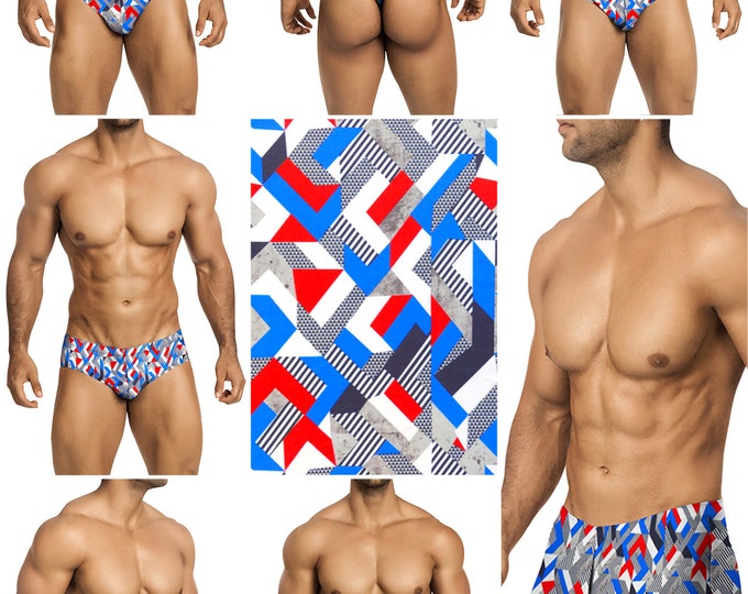 Geometric Flag Vuthy Sim Mens Swimsuits in 7 Styles - 261