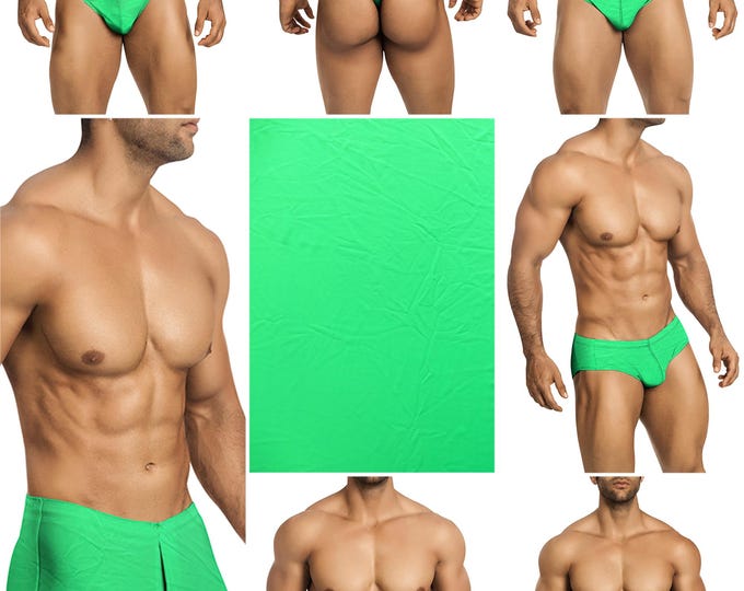 Green Glow Swimsuits in 7 Styles for Men by Vuthy Sim - 439