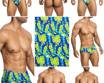 Lime-Blue Marble Swimsuits in 7 Styles for Men by Vuthy Sim - 451