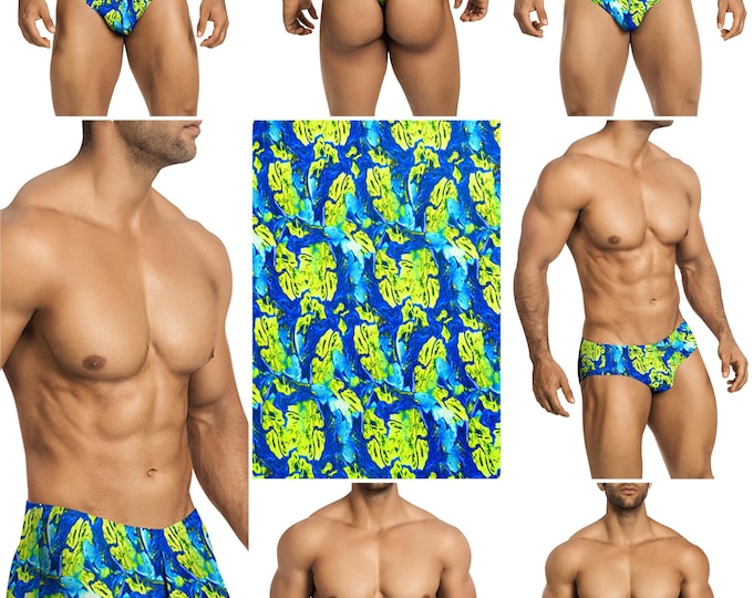 Lime-Blue Marble Swimsuits in 7 Styles for Men by Vuthy Sim - 451