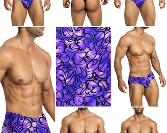 Purple & Black Swimsuits in 7 Styles for Men by Vuthy Sim - 458