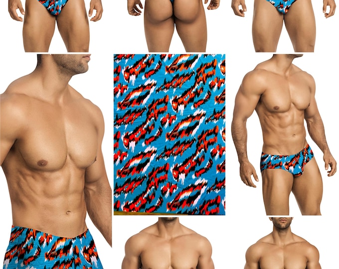 Red-Gray Blur Swimsuits in 7 Styles for Men by Vuthy Sim - 433