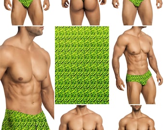 Electric Lime Swimsuits in 7 Styles for Men by Vuthy Sim - 457
