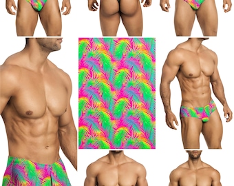 Neon Palm Swimsuits in 7 Styles for Men by Vuthy Sim - 466