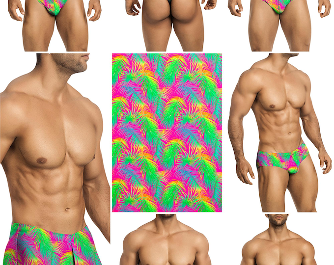 Neon Palm Swimsuits in 7 Styles for Men by Vuthy Sim - 466