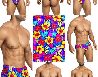 Frisky Hibiscus Swimsuits in 7 Styles for Men by Vuthy Sim - 441