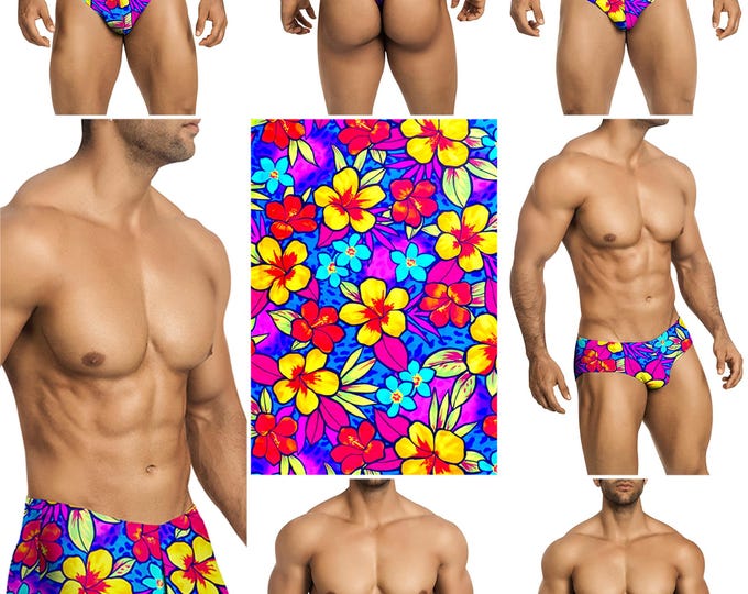Frisky Hibiscus Swimsuits in 7 Styles for Men by Vuthy Sim - 441