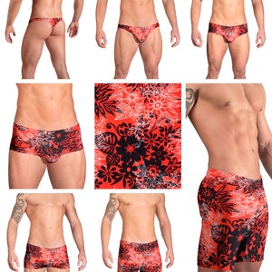 Oranged Ribbed Mens Swimsuits by Vuthy Sim.  Choose from Thong, Bikini, Brief, Squarecut - 110