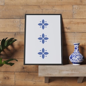 Chinoiserie Wall Art Prints, Vintage Floral Wall Decor, Blue and White Wall Art, Instant Digital Downloadable Art, Blue Toile, Toile De Jouy
