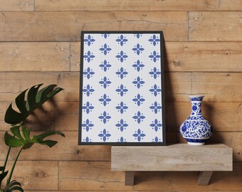 Chinoiserie Wall Art Prints, Vintage Floral Pattern Wall Decor, Blue and White Wall Art, Instant Downloadable Art, Blue Toile, Toile De Jouy