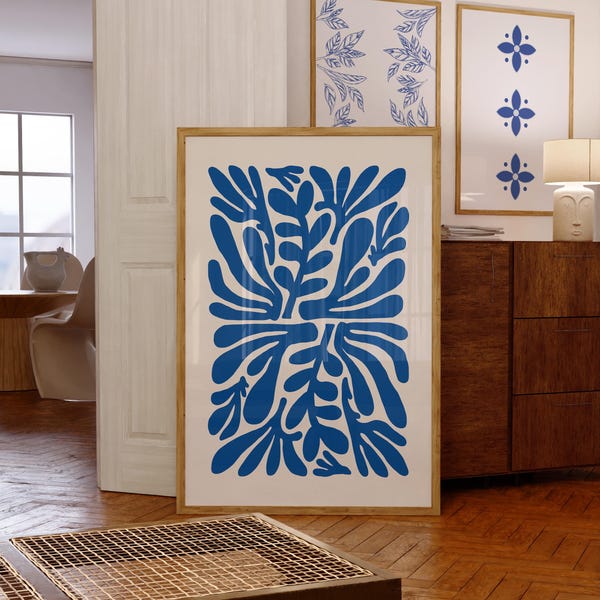Matisse Blue Floral Print, Henri Matisse Exhibition Art, Chinoiserie Wall Art, Mid-Century Modern Home Decor, Botanical Grandmillennial art