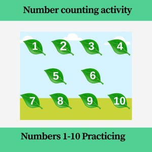Contar números del 1 al 10 Aprender números Actividad preescolar Actividad de conteo de matemáticas Hojas de trabajo imprimibles de aprendizaje preescolar