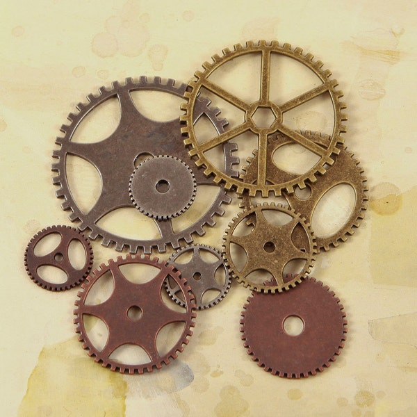 Vintage Trinkets Junk Yard Findings Collection - Metal Embellishments - Gears