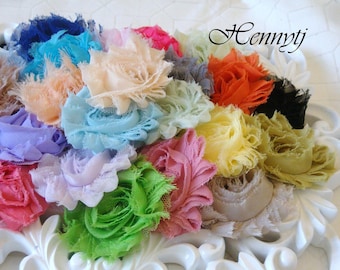 Pre Packed Shabby Chic Frayed Vintage look Chiffon Rosette Flowers - Assorted Color