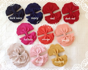 The Brielle - 2 pieces 4" inch Hair Bow Knot Applique. DIY Supplies Hair accessories. Fabric Bow. (BLUSH, Beige, Navy, Red, Mustard, Pink)