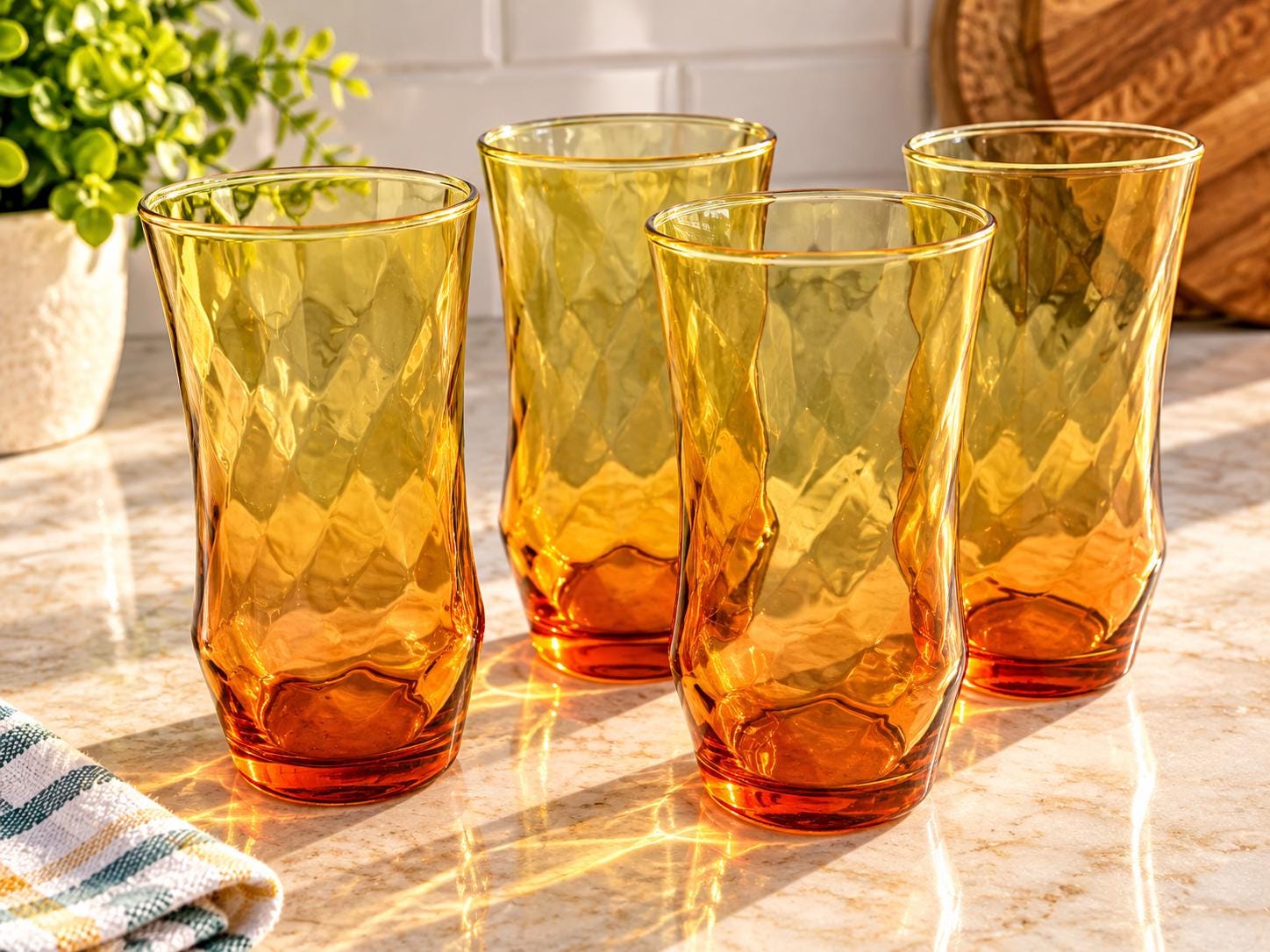 Mid Century Amber Glassware - Etsy