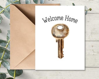 Happy New Home Card, Housewarming, Congratulations on Your New Home, New House Celebration, Cute Watercolor Card, Envelope Included.