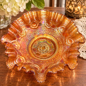 アンティーク ガラスローズボウル イエロー Antique Glass Rose Bowl - Etsy