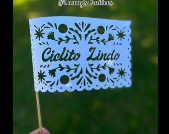 Personalized Papel Picado, Topper, Hand-Cut Paper Flag