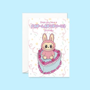 Carte d'anniversaire inspirée de Labubu |  Carte Labubus | Monstre Labubus | Carte mignonne drôle de Labubu |  Tendances TikTok | carte d'anniversaire | Pour elle