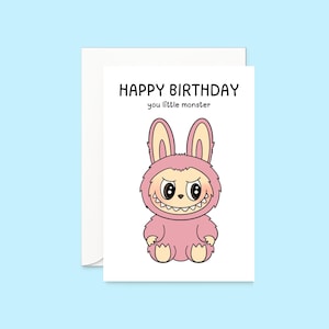 Carte d'anniversaire inspirée de Labubu |  Carte Labubus | Monstre Labubus | Carte mignonne drôle de Labubu |  Tendances TikTok | carte d'anniversaire | Pour elle