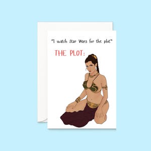 Carte d'anniversaire inspirée de Star Wars Leia |  Carte Star Wars | Carte Star Wars drôle |  Carte Dark Vador | carte d'anniversaire | Sith | Esclave Leia