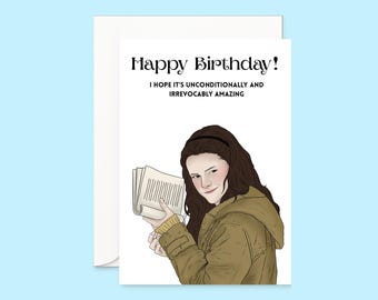 Tarjeta de cumpleaños inspirada en Crepúsculo / Bella Swan / Cullen / Tarjeta divertida de Crepúsculo / Tarjeta de Bella Swan / Regalo de Crepúsculo / Tarjeta de vampiro / Tarjeta de hombre lobo
