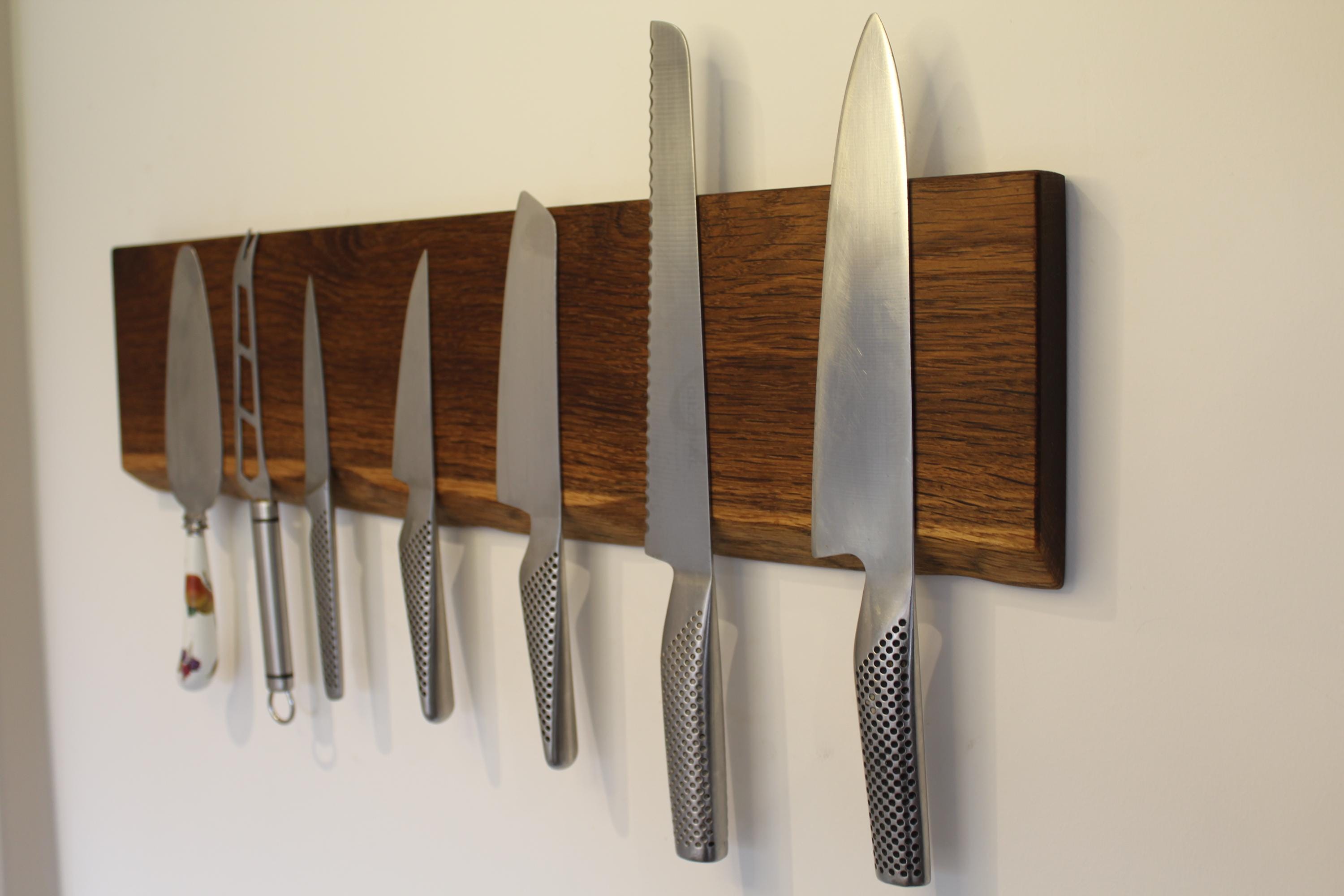 Live Edge Oak Magnetic Knife Rack: Wall Mounted Wooden Knife Holder - Etsy