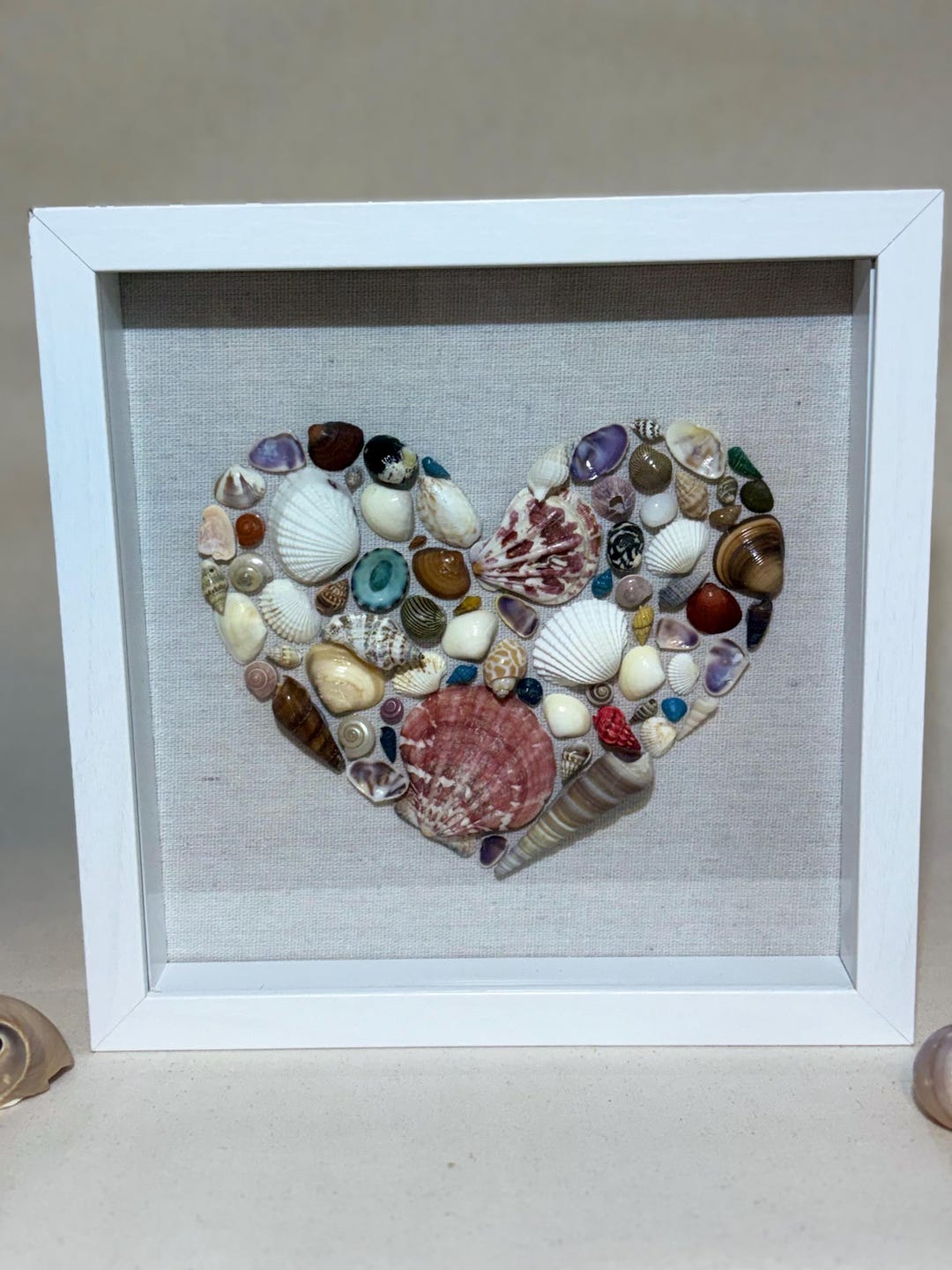 Shell Heart Frame Craft Framed Shell Art Heart - Etsy