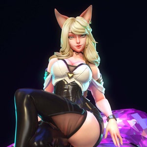 May include: A female anime character with cat ears and a blonde ponytail is wearing a white and black outfit with a heart-shaped design. She is sitting on a white appliance with a black control panel and the text "MODE LIGHT" and "DISPENSES" visible.