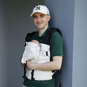 Ergonomische linnen draagdoek tot 15 kg | Zachte verstelbare draagzak voor pasgeborenen | Ondersteuning voor M-positie
