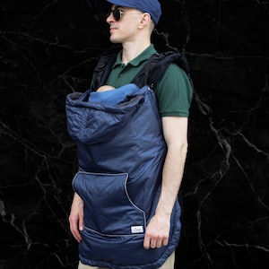 Navy Blau Baby Tragebezug | Winddichter & wasserdichter Wrap für Eltern | Herbst bis Winter Einsatz