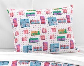 Ladrillos de juguete - Transporte, patrón sin costuras, archivo digital