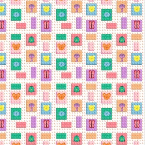 Toy Bricks - Animals, Seamless Pattern, Digital File
