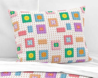 Toy Bricks - Flowers, Seamless Pattern, Digital File