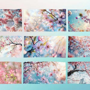 Kirschblüte Digitale Hintergründe | 10 hochauflösende JPGs | Sakura Ästhetik | Blumen Frühling Tapeten | Sofort Download