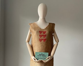 Vintage 50s 1950s Dress Burlap Bow Tie Print Dress by Robin Shaffer XS/S small