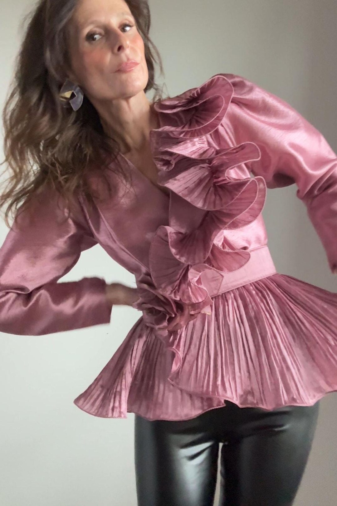Pvc Ruffle Suit Vintage 1980s Origami Ruffle Suit Belted Jacket by BB Collection MEDIUM ...