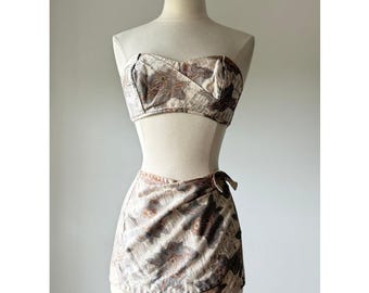 Vintage 1950s Roxanne Bombshell Bikini Swimsuit Gray XS/S