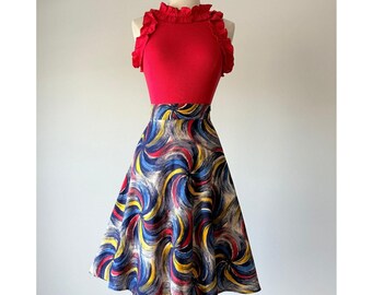 Vintage 1940s Skirt Blue Pinwheel Print Skirt NWT Dead Stock MEDIUM
