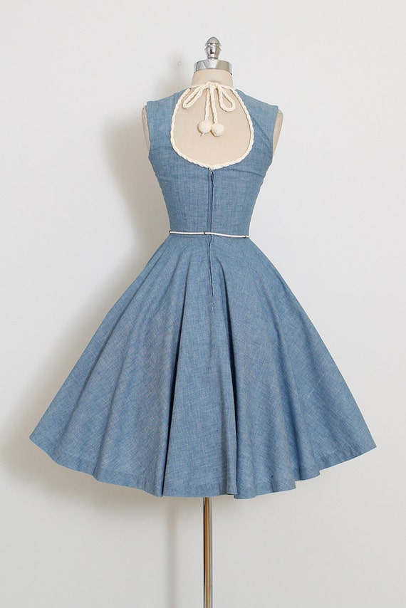 50s denim dress Temps in the 50s and 60s = denim dress weather Loving this light-wash long sleeve denim dress from @whbm It's the perfect in-between look while I (reluctantly) start swapping summer pieces
