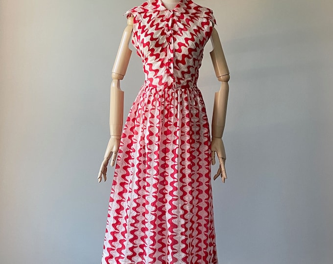 1950s Green White Daisy Print Skirt | XS main image 1