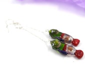 Fish earrings, lampwork glass earrings, Murano, Venetian glass Unique fish jewelry, pisces, fish on a hook