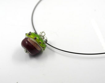 Lampwork glass bead green lampwork bead Picasslo lampwork style jewelry statement focal bead murano italian glass bead