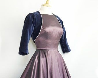 Bolero Jacket in Cotton Velvet with Satin Piping - Made by Dig For Victory