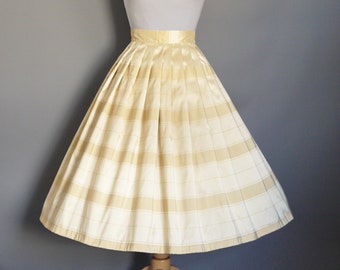 Champagne Striped Silk Pleated Skirt - Bridal Separates - Made by Dig For Victory